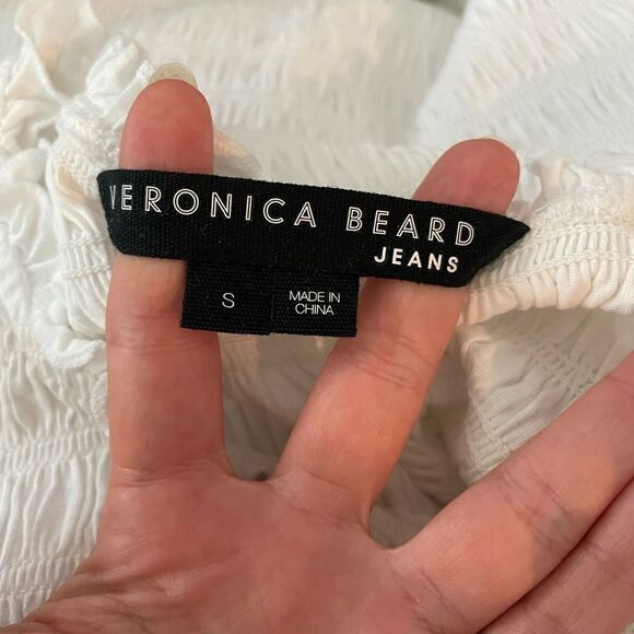 Veronica Beard Wyles Smocked Cotton Tank Top - Picture 3 of 3